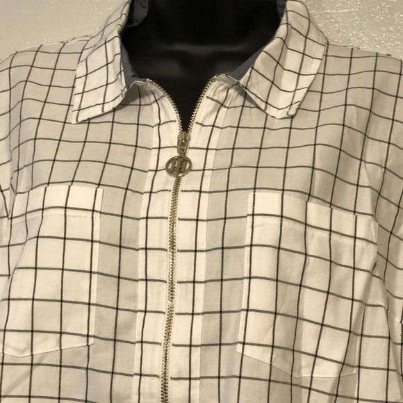 TOMMY HILFIGER zip up long sleeve shirt top Medium - Picture 2 of 11